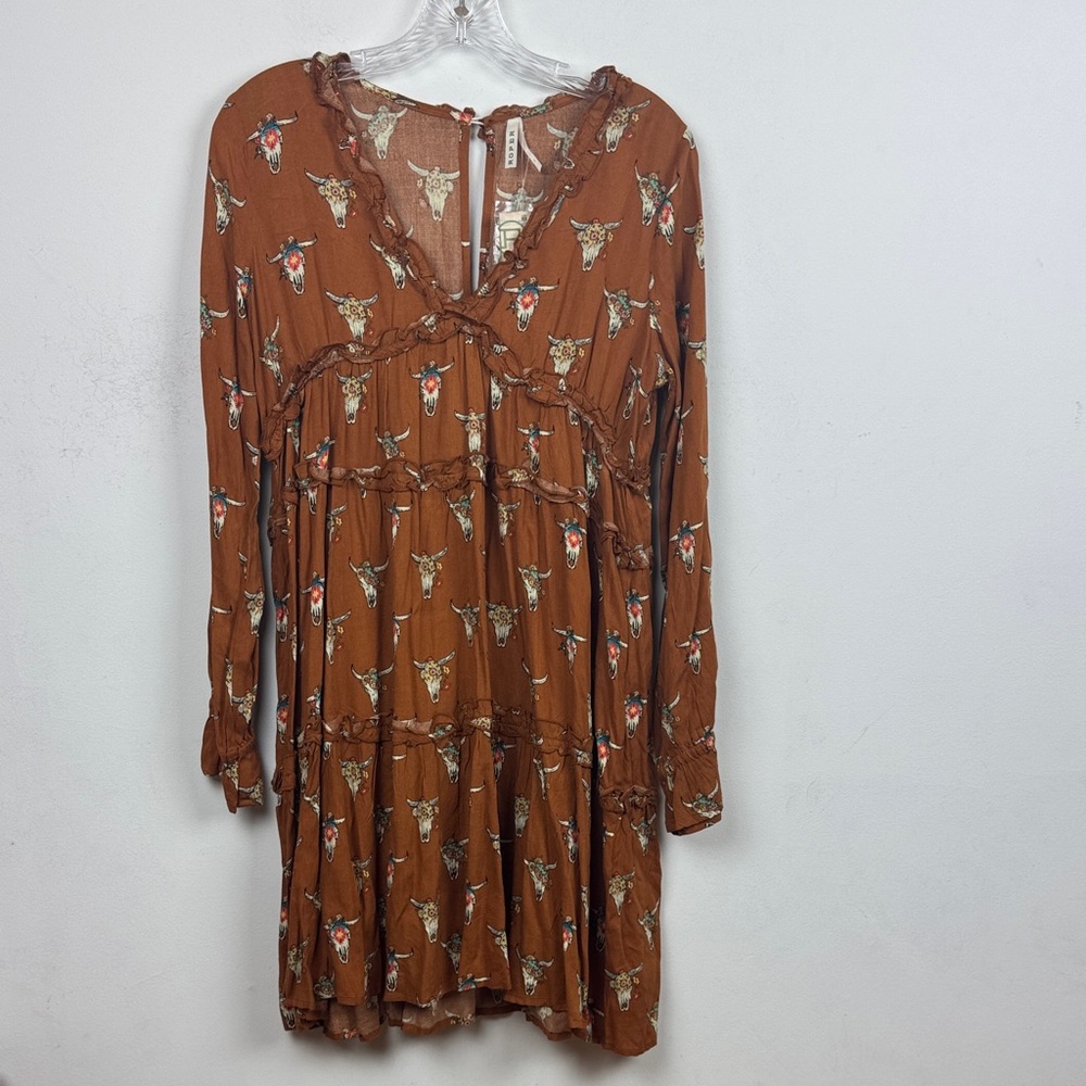 Roper Brown Long Sleeve Dress